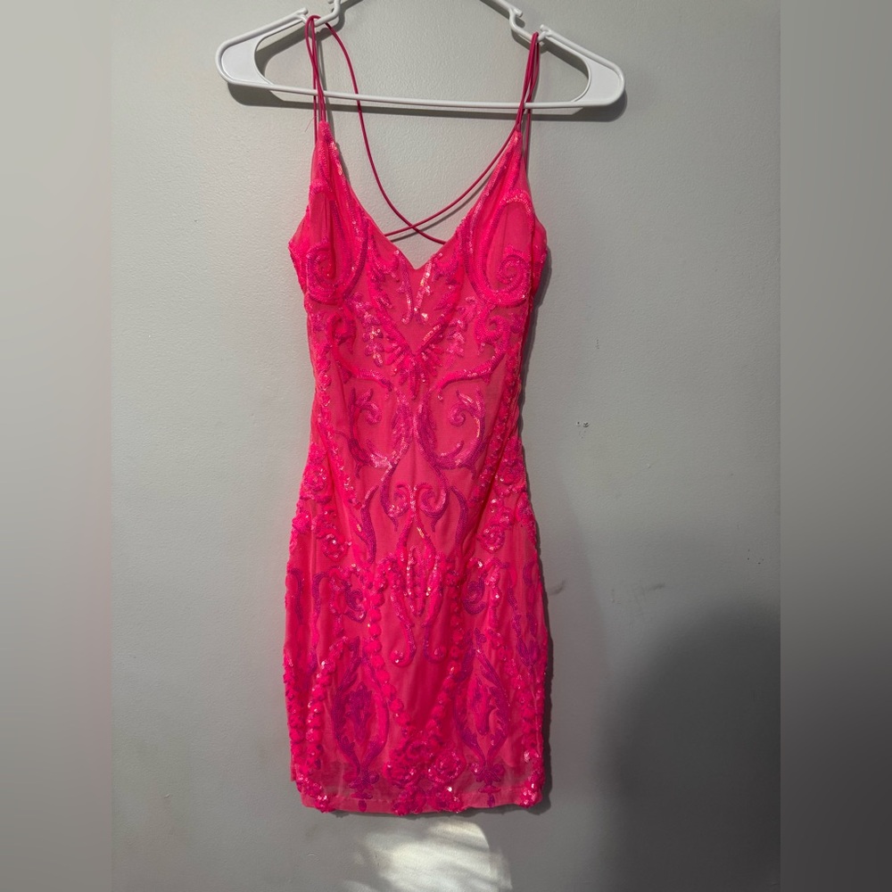 B Darlin Fuchsia Sequin Party Dress